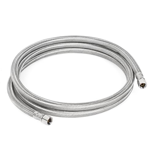 6 FT Refrigerator Water Line, 1/4" Compression Stainless Steel Braided Ice Maker Hose, Fridge Water Line for Refrigerator, Ice Maker Water Hose - size: 6 Feet