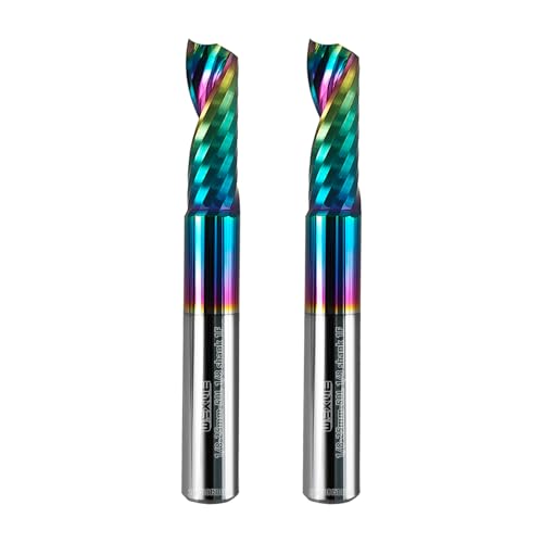 Tools Solid Carbide CNC Spiral Single Flute End Mill- for Acrylic Plate Aluminum,Wood,Plastic,Brass,Copper Cutting - 1/8 Diameter 25mm Flute Length,50mm Overall Length,1 Flute (1/8-50mm 2PCS) - size: 1/8-25mm-50L 2PCS