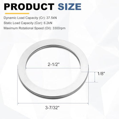 uxcell 4 Sets NTA4052 Thrust Needle Roller Bearings with Washers, ID 2-1/2" - size: NTA4052+2TWA, 2-1/2"x3-7/32"x1/8"