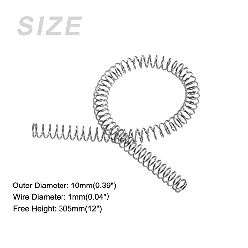 METALLIXITY Compression Springs (1x10mm OD,305mm L) Extension Spring - size: 1mm x 10mm x 305mm