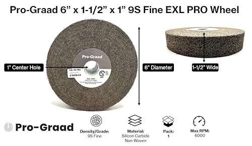 EXL PRO Deburring Wheel 6" x 1-1/2" x 1", 9S Fine, 13607 - style: 6" x 1-1/2" x 1"