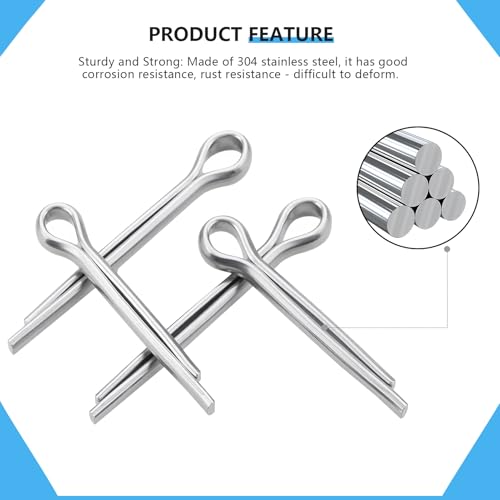16 Sizes Cotter Pin Assortment Kit 304 Stainless Steel Hardware Cotter Pins Set R Clips Split Pins (Pack of 130Pcs) - size: R&Straight