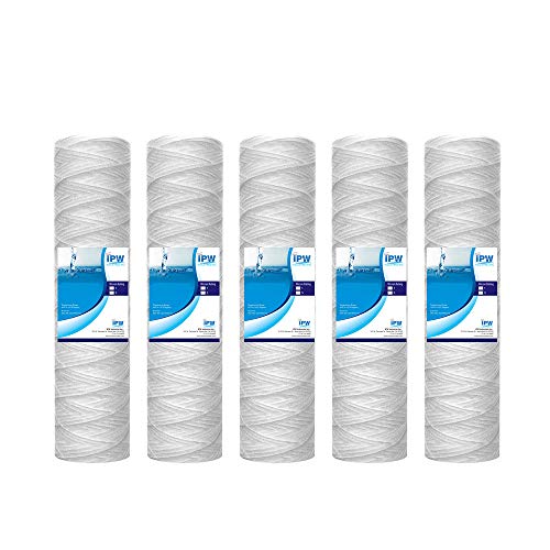 IPW Industries Inc. | 5-Pack 5-Micron String Wound Sediment Filter - Whole House Water Filter Cartridge Replacements for Campbell 1SS (9-34" x 2.5") - style: 5-Pack