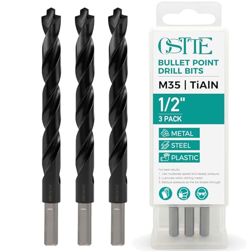 3Pcs 1/2" M35 Cobalt Pro Drill Bit Set, TiAlN with Bullet Point Tip - size: 1/2"(3 Piece)