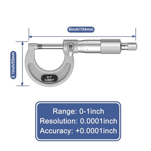 HDLNKAK Outside Micrometer Set 0-4", with Zero Wrench and Case(Gray) - color: Silver