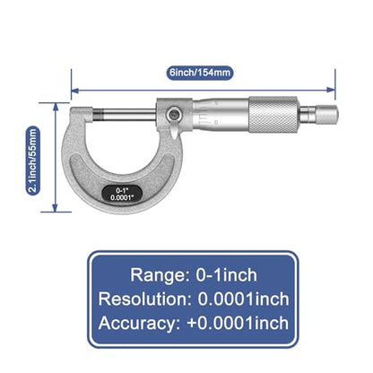 HDLNKAK Outside Micrometer Set 0-4", with Zero Wrench and Case(Gray) - color: Silver