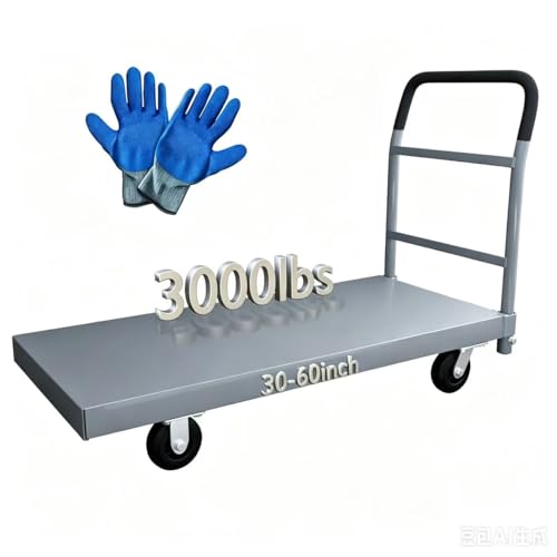 Heavy Duty Flatbed Cart, 3000LB Foldable Platform Truck Industrial Grade Weight Capacity, 60''L*30''W Platform Cart, Steel Hand Push Dolly Cart for Garden, Warehouse＆Yard (30x60'') - size: 30x60''