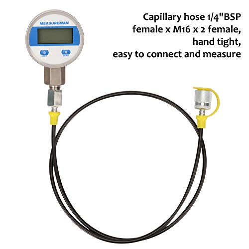 MEASUREMAN Portable Excavator Hydraulic Digital Pressure Test Kit, Includes 6 Test Couplings, 3 Digital Pressure Gauges (3500/6000/9000 PSI), 2 Test Hoses, Packed in Durable Plastic Case - style: Digital Hydraulic Pressure Test Kit（11in1）
