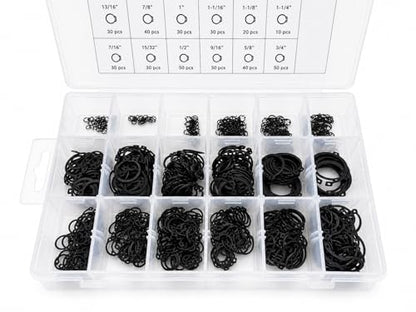 Titan Industrial Supply-600 Piece External Snap Ring Assortment Kit, Steel Retaining Rings with Phosphate Finish- Includes 1/8" to 1-1/4" Sizes