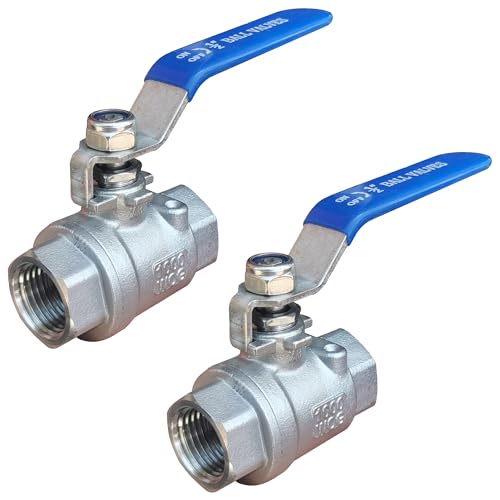 Full Port Ball Valve 1/2" NPT Heavy Duty Stainless Steel 304 For Water,Oil and Gas with Blue Handles （pack of 2） - size: 1/2"NPT, style: pack of 2