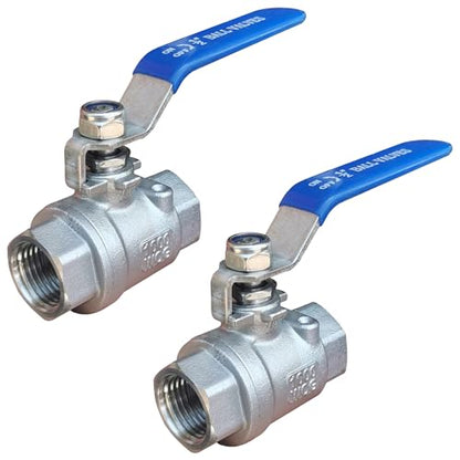 Full Port Ball Valve 1/2" NPT Heavy Duty Stainless Steel 304 For Water,Oil and Gas with Blue Handles （pack of 2） - size: 1/2"NPT, style: pack of 2
