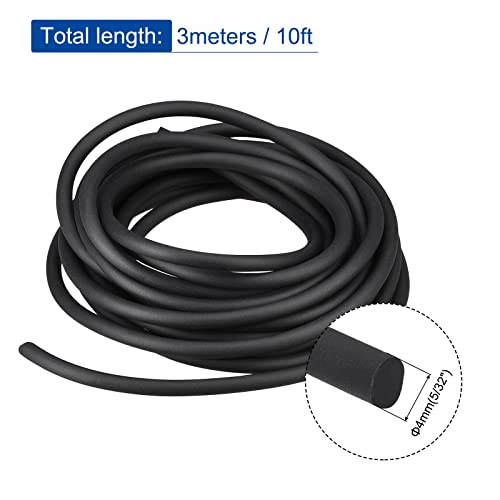 MECCANIXITY Solid Rubber Cord Tubing 10ft 4mm Dia Matte Black Rubber Tube for DIY Craft Beading Necklaces Bracelet - size: 10ft