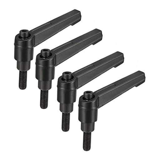 uxcell M6 x 16mm Handle Adjustable Clamping Lever Thread Push Button Ratchet Male Threaded Stud Knobs Locking Rotating Screw Handles Quick Release Bolt Black 4pcs - size: M6 x 16mm