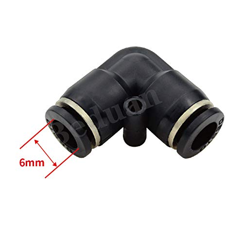 Beduan Push to Connect Fitting Elbow, 6mm x 6mm Tube OD Pneumatic 90° Degree Adapter Push in Fitting for Air Compressor （Pack of 10） - size: 6mm