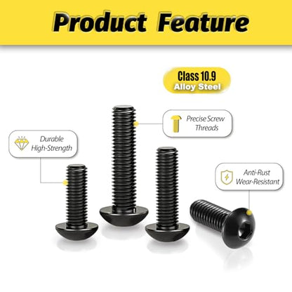 KADRICK 1000PCS M2.5 Screw Kit,Hex Socket Button Head Screw,Length 4MM-20MM - size: M2.5 1000Pcs 4-20mm