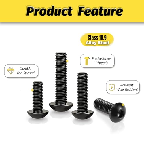 KADRICK 595Pcs M4 Screw Kit,Hex Socket Button Head M4 Bolts Length 6MM-30MM - size: M4 600Pcs 6-30mm