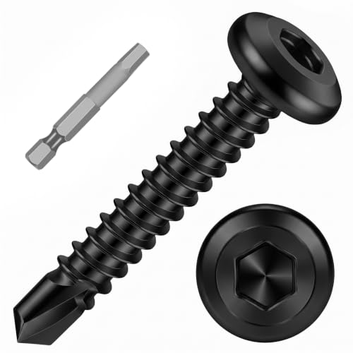 Mellewell #12 x 1-1/4" Flat Head Socket Cap Screws, Black, 100 PCS - color: Black, size: #12 x 1-1/4"