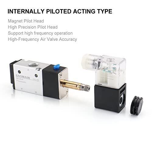 BAOMAIN 3V210-08 12V DC 3/2 Pneumatic Solenoid Valve NC - size: Single Valve