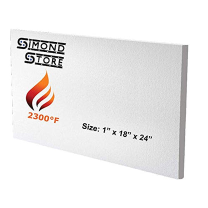 SIMOND STORE Ceramic Fiber Insulation Board - 2300F, 1" x 18" x 24", 1 Pack - size: 1" x 18" x 24" - 1 Pack