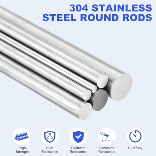 uxcell 5pcs 304 Stainless Steel Round Rods, 1/8" Dia x 6" Length Stainless Steel Metal Solid Shaft Rod Bar for Industry Use Metal Working Hobbies DIY Craft, Silver - size: 1/8" Dia x 6" Length