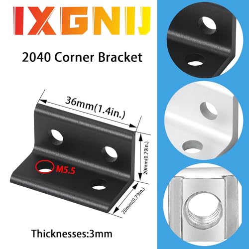 10Set 2040 Corner Bracket Connector for 2040 Aluminum Extrusion Accessories Black(3625 10Set) - color: Black, size: 2040 10 Set B