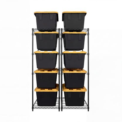 MonsterRAX 2-Pack 5-Tier NSF Bin Rack for 27-Gal Totes, Black - color: Black