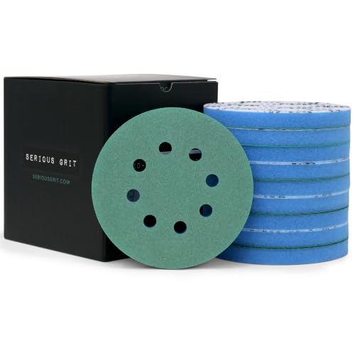 Serious Grit - 5-Inch 8-Hole P280-380 1/2" Foam Sanding Discs - 10 Pack - style: 280-380 Grit