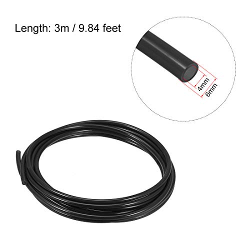 uxcell Pneumatic Air Tubing, 6mm OD x 4mm ID 3 Meter (118 Inch) PU Polyurethane Air Compressor Tubing Hose Pipe Black - color: Black, size: 3 meter