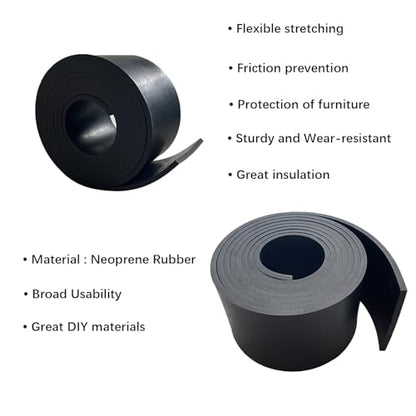 Thick Neoprene Rubber Strip Rolls 1/4 (.25)" Thick X 4" Wide X 10'Long - size: 4"X10'X1/4"