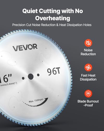 VEVOR Chop Saw Blade 16-in 96 Teeth Cermet-Tipped Metal Cold Cutting Blade - size: 16 in