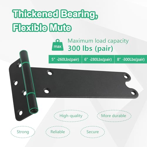 6“ Gate Hinges,280 Lbs Capacity, Matte Black,4 Pack Heavy Duty Hinge - size: 6“-4 pcs-U-Matte Black