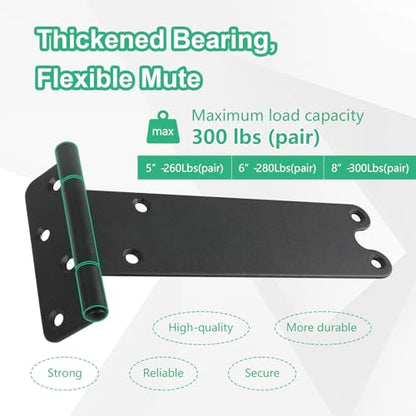 6“ Gate Hinges,280 Lbs Capacity, Matte Black,4 Pack Heavy Duty Hinge - size: 6“-4 pcs-U-Matte Black