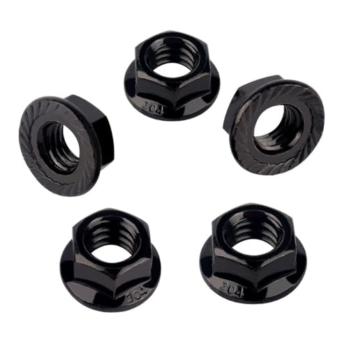 Black 1/2"-13 Serrated Flange Hex Nuts, 304 Stainless Steel 18-8, Coarse Thread UNC, Full Thread, Pack of 10 - color: Black, size: 1/2"-13(10Pcs)