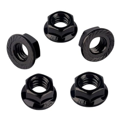 Black 1/4"-20 Serrated Flange Hex Nuts, 304 Stainless Steel 18-8, Coarse Thread UNC, Full Thread, Pack of 20 - color: Black, size: 1/4"-20 (20 Pcs)