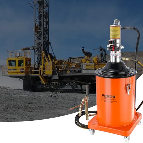 VEVOR Grease Pump, 5 Gallon Air Grease Pump with 13 ft High Pressure Hose and Grease Gun, 20L Pneumatic Grease Pump with Wheels, Portable Lubrication Grease Pump - style: 5 Gallon