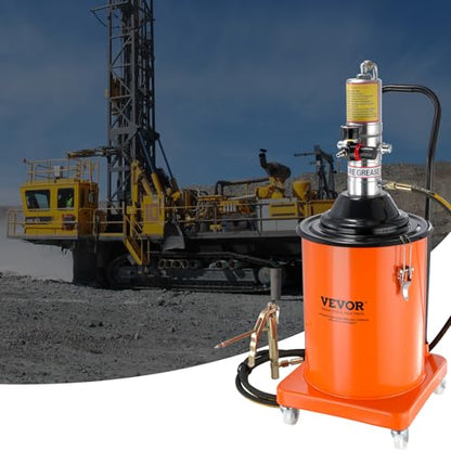 VEVOR Grease Pump, 5 Gallon Air Grease Pump with 13 ft High Pressure Hose and Grease Gun, 20L Pneumatic Grease Pump with Wheels, Portable Lubrication Grease Pump - style: 5 Gallon