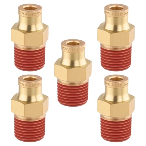 5PCS Brass DOT Air Brake 5/32" Tubex 1/8" NPT Quick Push Fittings - size: 5/32" OD x 1/8" NPT, style: Quick Push Straight-5PCS