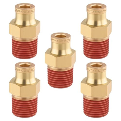 5PCS Brass DOT Air Brake 5/32" Tubex 1/8" NPT Quick Push Fittings - size: 5/32" OD x 1/8" NPT, style: Quick Push Straight-5PCS