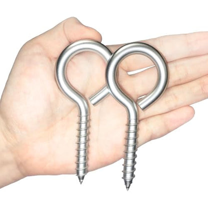 2PCS 4inch Heavy Duty Screw Eye Hooks, M8 Large Eye Screw Self-Tapping Bolt
