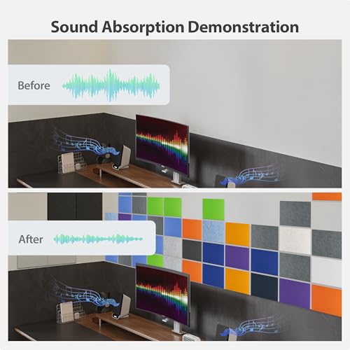 12 Pack Rectangle Acoustic Panels Self Adhesive Sound Proof Foam - color: Silver/Gray, size: Rectangle 16×12in 12pcs