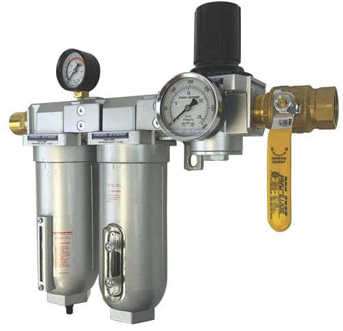 1" NPT Industrial (3-Stage) Oil, Moisture Vapor Removing Coalescing Filter and in Line Desiccant Air Dryer and Air Pressure Regulator for Compressed Air Lines - size: 1" NPT, style: 3-STAGE FDR