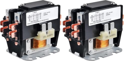 BOJACK 1 Poles FLA 40 Amp Coil 24 VAC Air Conditioner Condenser Compressor Contactor AC Definite Purpose Contactor (Pack of 2) - size: 1P 40A 24V (Pack of 2)
