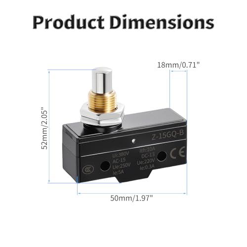 2 Pcs Z-15GQ-B Micro Limit Switch, 5A 250VAC Micro Switch, SPDT - color: Z-15GQ-B