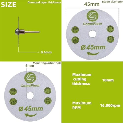 45mm Diamond Cutting Saw Blade and Wheel for Aggressive Wet Cutting, Professional Precision on Ceramic, Porcelain, Marble Tile, 2PCS - size: 45mm
