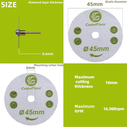 45mm Diamond Cutting Saw Blade and Wheel for Aggressive Wet Cutting, Professional Precision on Ceramic, Porcelain, Marble Tile, 2PCS - size: 45mm