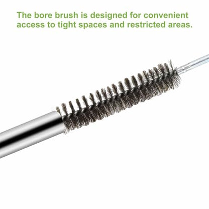 HARFINGTON 4pcs Wire Bore Brush 6 x 5/32" 1/8 Inch Shank Stainless Steel Bristles Cleaning Brush for Clean Car Part Tube Kitchen Garage - size: 6 x 5/32" 1/8 Inch