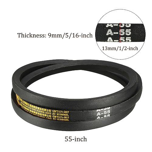 A-55 Drive V-Belt - [55-inch Inside Circumference] A-Section Rubber Drive Belt Wrapped for Transmission Use - size: A-55