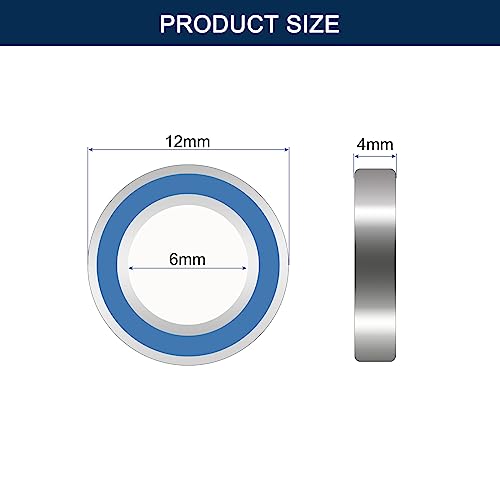 MR126-2RS Deep Groove Ball Bearings, ID 6mm x OD 12mm x Width 4mm Miniature Bearings, Double Rubber Sealed Ball Bearing Pre-Lubricated Chrome Steel Blue Z2 Lever 10pcs - size: MR126-2RS 6x12x4mm