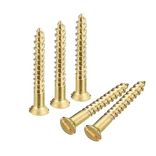 uxcell Brass Wood Screws, 30Pcs M2 x 16mm Slotted Drive Flat Head Screw - size: M2 x 16mm