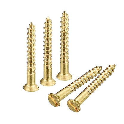 uxcell Brass Wood Screws, 30Pcs M2 x 16mm Slotted Drive Flat Head Screw - size: M2 x 16mm